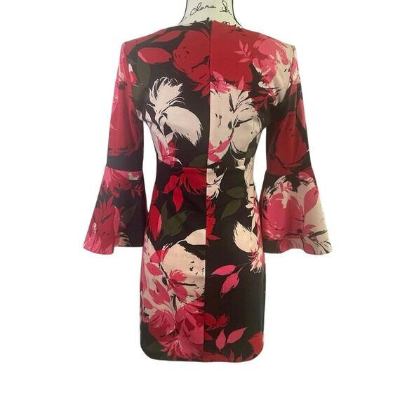 TRINA TURK SENA MINI DRESS FLORAL FLUTTERY BELLED SLEEVES SZ 2 SOPHISTICATED - Picture 9 of 16